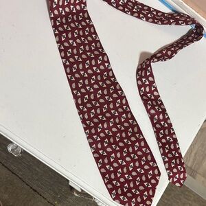 Robert Talbott Maroon and Cream Geometric Tie